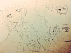 Rating: Safe Score: 0 Tags: 1girl bow frills hariruri image long_sleeves looking_at_viewer monochrome short_hair solo souseiseki User: admin