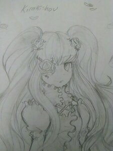 Rating: Safe Score: 0 Tags: 1girl auto_tagged dress frills hair_ornament image kirakishou long_hair looking_at_viewer monochrome photo solo traditional_media two_side_up upper_body User: admin