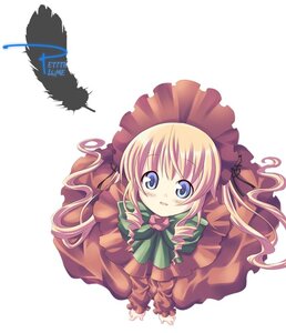 Rating: Safe Score: 0 Tags: 1girl all_fours blonde_hair blue_eyes blush bonnet bow bowtie dress image long_hair long_sleeves shinku simple_background solo User: admin