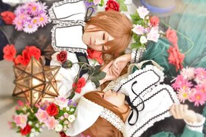 Rating: Safe Score: 0 Tags: 1boy blurry blurry_background blurry_foreground brother_and_sister brown_hair closed_eyes depth_of_field dress flower hat holding_hands lying motion_blur multiple_cosplay multiple_girls on_back pink_flower rose short_hair siblings suiseiseki tagme twins User: admin