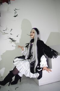Rating: Safe Score: 0 Tags: 1girl bird boots dress feathers frills hairband high_heel_boots high_heels long_hair long_sleeves pipe silver_hair sitting solo suigintou very_long_hair wings User: admin