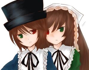 Rating: Safe Score: 0 Tags: 2girls black_ribbon blue_dress brown_hair collar dress frills green_dress green_eyes hat head_scarf heterochromia image long_hair long_sleeves looking_at_viewer multiple_girls pair red_eyes ribbon short_hair siblings simple_background sisters souseiseki suiseiseki top_hat twins white_background User: admin