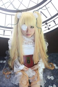 Rating: Safe Score: 0 Tags: 1girl blonde_hair eyepatch flower hair_flower hair_ornament kirakishou lips long_hair solo twintails very_long_hair User: admin