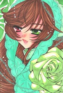 Rating: Safe Score: 0 Tags: 1girl :p blush brown_hair dress frills green_eyes image long_hair solo souseiseki suiseiseki tongue tongue_out User: admin