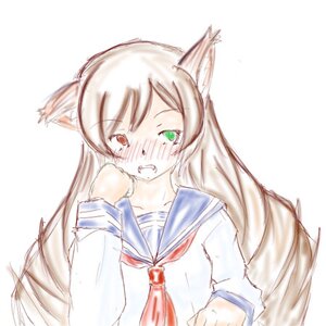 Rating: Safe Score: 0 Tags: 1girl animal_ears blush cat_ears green_eyes heterochromia image long_hair long_sleeves red_eyes sailor_collar school_uniform serafuku simple_background solo suiseiseki upper_body white_background User: admin
