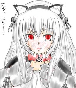 Rating: Safe Score: 0 Tags: 1girl animal_ears blush cat_ears collar fur_trim hairband image long_hair looking_at_viewer red_eyes simple_background solo suigintou upper_body virtual_youtuber white_background User: admin