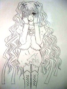 Rating: Safe Score: 0 Tags: 2girls boots dress flower frills hair_ornament image kirakishou long_hair long_sleeves multiple_girls solo traditional_media very_long_hair wavy_hair User: admin