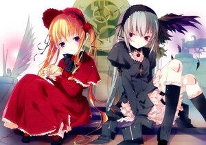 Rating: Safe Score: 0 Tags: 2girls analog_clock blonde_hair blue_eyes blush bonnet clock cross cup doll doll_joints dress feathers flower frills gears grey_hair hairband holding image joints kneehighs latin_cross long_hair long_sleeves looking_at_viewer multiple_girls pair pale_skin purple_eyes red_dress red_eyes ribbon roman_numeral rose rozen_maiden ruroo shinku shoes silver_hair sitting socks suigintou tea teacup twintails wings User: admin