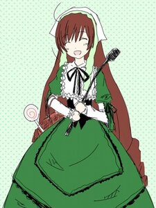 Rating: Safe Score: 0 Tags: 1girl :d ^_^ candy closed_eyes dress food frills green_background halftone halftone_background head_scarf image lollipop long_hair long_sleeves open_mouth polka_dot polka_dot_background smile solo suiseiseki swirl_lollipop User: admin