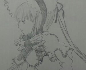 Rating: Safe Score: 0 Tags: 1girl breasts closed_mouth dress frills grey_background hairband image long_hair long_sleeves monochrome profile shinku simple_background sketch solo suigintou upper_body User: admin