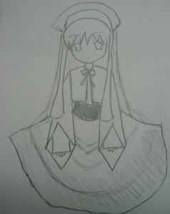 Rating: Safe Score: 0 Tags: 1girl bangs closed_mouth dress image long_hair long_sleeves monochrome solo suiseiseki very_long_hair User: admin