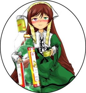 Rating: Safe Score: 0 Tags: 1girl alcohol beer blush bottle brown_hair dress drunk frills green_dress green_eyes heterochromia image long_hair long_sleeves red_eyes sake_bottle solo suiseiseki white_background User: admin