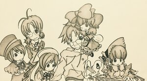 Rating: Safe Score: 0 Tags: bow hat image monochrome multiple multiple_girls one_eye_closed short_hair smile tagme User: admin