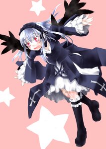 Rating: Safe Score: 0 Tags: 1girl :o black_dress black_wings blush boots cross dress frilled_sleeves frills full_body hairband highres image kakashichi knee_boots knees latin_cross leg_garter lolita_hairband long_hair long_sleeves open_mouth pink_background pink_eyes pink_hair red_eyes ribbon rozen_maiden silver_hair simple_background solo star_(symbol) starry_background suigintou tripping very_long_hair wavy_mouth wings User: admin