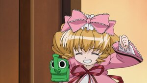Rating: Safe Score: 0 Tags: 1girl blonde_hair bow clenched_teeth closed_eyes dress drill_hair grin gun hina_ichigo hinaichigo image long_sleeves pink_bow pistol smile solo upper_body weapon User: admin