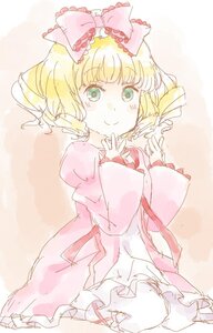 Rating: Safe Score: 0 Tags: 1girl blonde_hair bloomers blush bow dress drill_hair frills green_eyes hair_bow hina_ichigo hinaichigo image juliet_sleeves long_sleeves looking_at_viewer pink_bow pink_dress short_hair smile solo underwear wide_sleeves User: admin