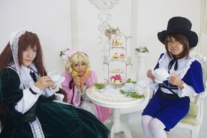 Rating: Safe Score: 0 Tags: 3girls blonde_hair blue_eyes brown_hair cake chair cup dress flower food hat long_hair multiple_cosplay multiple_girls pantyhose plate ribbon saucer short_hair sitting table tagme tea teacup teapot User: admin