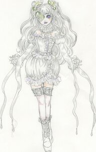 Rating: Safe Score: 0 Tags: 1girl bare_shoulders boots cross-laced_footwear detached_sleeves dress eyepatch flower frills garters hair_flower hair_ornament image kirakishou knee_boots long_hair monochrome solo thighhighs zettai_ryouiki User: admin