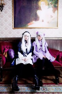 Rating: Safe Score: 0 Tags: 1boy 2girls dress flower frills hairband long_hair multiple_cosplay multiple_girls sitting suigintou tagme User: admin