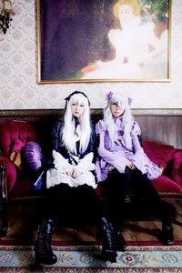 Rating: Safe Score: 0 Tags: 1boy 2girls dress flower frills hairband long_hair multiple_cosplay multiple_girls sitting suigintou tagme User: admin