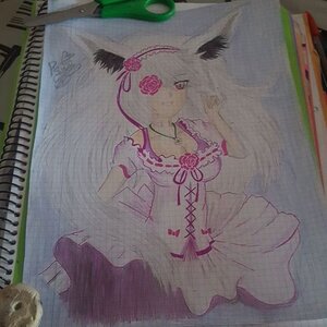 Rating: Safe Score: 0 Tags: 1girl barasuishou dress flower frills image photo pink_eyes pink_flower puffy_short_sleeves puffy_sleeves rose short_sleeves signature smile solo traditional_media white_dress User: admin