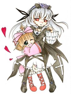 Rating: Safe Score: 0 Tags: 2girls blonde_hair boots dress frills green_eyes hairband heart hina_ichigo hinaichigo hug image knee_boots long_hair long_sleeves multiple_girls one_eye_closed open_mouth pair pink_bow red_eyes ribbon silver_hair smile suigintou wings User: admin