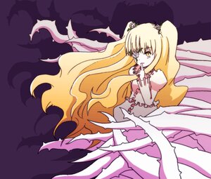 Rating: Safe Score: 0 Tags: 1girl blonde_hair dress flower gloves image kirakishou long_hair rose solo thorns veil very_long_hair wings yellow_eyes User: admin