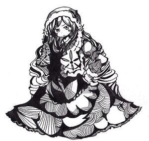 Rating: Safe Score: 0 Tags: 1girl auto_tagged blush dress drill_hair greyscale hat image layered_dress long_hair long_sleeves looking_at_viewer monochrome simple_background solo suiseiseki traditional_media very_long_hair white_background User: admin