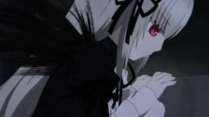 Rating: Safe Score: 0 Tags: 1girl bangs black_dress black_ribbon closed_mouth dress eyebrows_visible_through_hair from_side grey_hair hair_between_eyes hair_ribbon image long_hair long_sleeves profile red_eyes ribbon smile solo suigintou upper_body very_long_hair User: admin