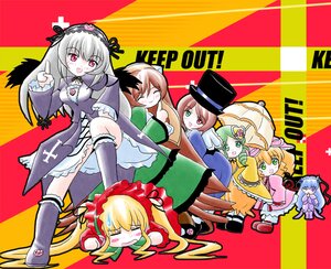 Rating: Safe Score: 0 Tags: 6+girls auto_tagged bad_source barasuishou blonde_hair bow brown_hair caution_tape closed_eyes dancing dress drill_hair frills ga_rune_pose galaxy_angel galaxy_angel_rune green_eyes hairband hat heterochromia hina_ichigo image imai_kazunari kanaria keep_out long_hair long_sleeves multiple multiple_girls open_mouth parody pink_bow rozen_maiden shinku siblings sisters souseiseki suigintou suiseiseki tagme top_hat twins very_long_hair wings User: admin