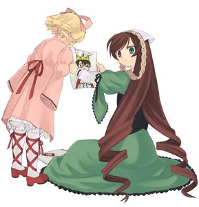 Rating: Safe Score: 0 Tags: 2girls blonde_hair bow brown_hair cross-laced_footwear crown dress drill_hair frills full_body glasses green_dress green_eyes head_scarf heterochromia hina_ichigo hinaichigo image long_hair long_sleeves looking_at_viewer multiple_girls pair photo_(object) pink_bow pink_dress piyodera_mucha red_eyes ribbon rozen_maiden short_hair simple_background sitting standing suiseiseki twin_drills very_long_hair white_background white_legwear User: admin