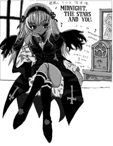 Rating: Safe Score: 0 Tags: 1girl chair cross dress frills greyscale hairband image lolita_hairband long_hair long_sleeves looking_at_viewer monochrome sitting solo suigintou wings User: admin