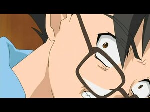 Rating: Safe Score: 0 Tags: 1boy 1girl black-framed_eyewear black_border black_hair blush brown_eyes close-up face glasses hair_between_eyes human letterboxed looking_at_viewer sakurada_jun screenshot simple_background solo white_background User: admin