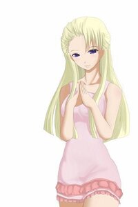 Rating: Safe Score: 0 Tags: 1girl bare_arms bare_shoulders blonde_hair blue_eyes blush collarbone cowboy_shot dress hands_on_own_chest human image long_hair odille_fosset simple_background sleeveless solo standing striped vertical_stripes white_background User: admin