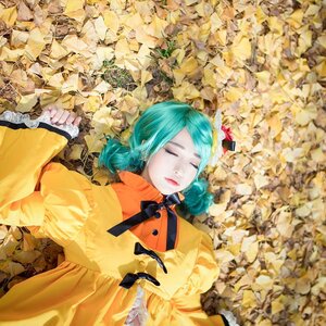Rating: Safe Score: 0 Tags: 1girl aqua_hair autumn autumn_leaves closed_eyes dress kanaria leaf lips long_sleeves lying on_back orange_dress sleeping sleeves_past_wrists solo yellow_dress User: admin