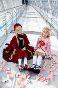Rating: Safe Score: 0 Tags: 2girls blonde_hair bow dress flower hat kneehighs mary_janes multiple_cosplay multiple_girls realistic shoes short_hair sitting tagme white_legwear User: admin
