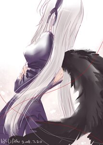 Rating: Safe Score: 0 Tags: 1girl black_dress black_ribbon dress facing_away feathers hair_ribbon image long_hair long_sleeves ribbon silver_hair solo suigintou very_long_hair User: admin