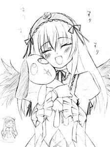Rating: Safe Score: 0 Tags: 2girls :d atsushima_you auto_tagged blush chibi chibi_inset closed_eyes dress feathered_wings frills greyscale hairband happy hug image kunkun lolita_hairband long_hair long_sleeves monochrome multiple_girls o_o open_mouth photoshop_(medium) rozen_maiden sketch smile solo stuffed_animal suigintou traditional_media wings User: admin