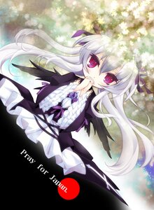 Rating: Safe Score: 0 Tags: 1girl 2011_sendai_earthquake_and_tsunami black_dress blush commentary_request dress english_text floating_hair frills gothic_lolita hair_ribbon headdress image lolita_fashion long_hair long_sleeves looking_at_viewer own_hands_clasped own_hands_together photoshop_(medium) red_eyes ribbon room603 rozen_maiden silver_hair solo suigintou wings User: admin