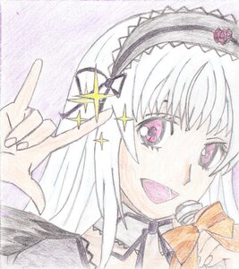 Rating: Safe Score: 0 Tags: 1girl bangs fingernails frills gothic_lolita hairband image lolita_fashion lolita_hairband long_hair looking_at_viewer nail_polish open_mouth pink_eyes ribbon smile solo sparkle suigintou traditional_media User: admin