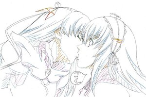 Rating: Safe Score: 0 Tags: 2girls barasuishou blush closed_eyes hair_ribbon image kiss long_hair matou_sakura monochrome multiple_girls pair ribbon sketch suigintou tohsaka_rin traditional_media yuri User: admin