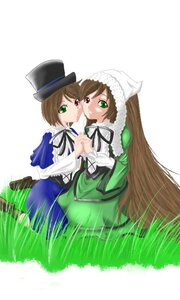 Rating: Safe Score: 0 Tags: 2girls auto_tagged blue_dress brown_hair dress green_dress green_eyes hat head_scarf heterochromia holding_hands image long_hair long_sleeves looking_at_viewer multiple_girls pair red_eyes short_hair siblings simple_background sisters smile souseiseki suiseiseki top_hat twins very_long_hair white_background User: admin