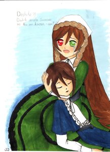 Rating: Safe Score: 0 Tags: 2girls blue_dress brown_hair closed_eyes dress english_text frills green_dress green_eyes head_scarf heterochromia image long_hair long_sleeves multiple_girls open_mouth pair red_eyes siblings sisters souseiseki suiseiseki twins very_long_hair User: admin