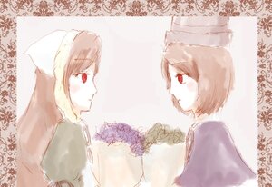 Rating: Safe Score: 0 Tags: 2girls brown_hair flower hat image imaizumi_kagerou multiple_girls pair red_eyes short_hair siblings sisters smile souseiseki suiseiseki wolf_ears User: admin