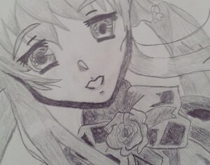 Rating: Safe Score: 0 Tags: 1girl auto_tagged flower greyscale image looking_at_viewer monochrome rose shinku solo traditional_media User: admin