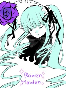 Rating: Safe Score: 0 Tags: 1girl bangs closed_eyes closed_mouth dress flower frills gothic_lolita happy_birthday image lolita_fashion long_hair rose shinku simple_background solo twintails upper_body white_background User: admin