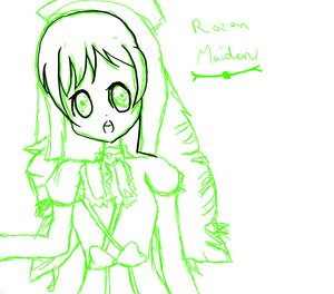 Rating: Safe Score: 0 Tags: 1girl :d dress green_theme image long_hair looking_at_viewer monochrome open_mouth solo suiseiseki white_background User: admin
