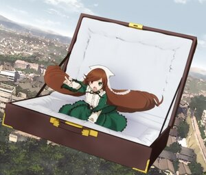 Rating: Safe Score: 0 Tags: 1girl brown_hair building day dress frills green_dress green_eyes head_scarf heterochromia image long_hair long_sleeves open_mouth outdoors red_eyes sky smile solo suiseiseki very_long_hair water wide_sleeves User: admin