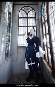 Rating: Safe Score: 0 Tags: 1girl bangs black_footwear black_legwear boots breasts dress fur_trim hair_ornament indoors long_hair long_sleeves looking_at_viewer off_shoulder pantyhose silver_hair solo standing suigintou window User: admin
