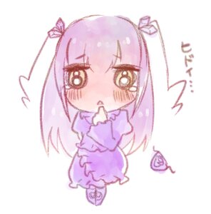 Rating: Safe Score: 0 Tags: 1girl bangs barasuishou blush chibi dress eyebrows_visible_through_hair full_body heart image long_hair long_sleeves purple_dress ribbon simple_background solo standing striped vertical_stripes very_long_hair white_background User: admin